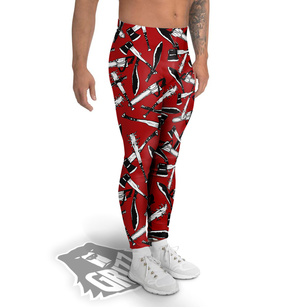 Zombie Killer Weapon Print Pattern Men's Leggings-grizzshop