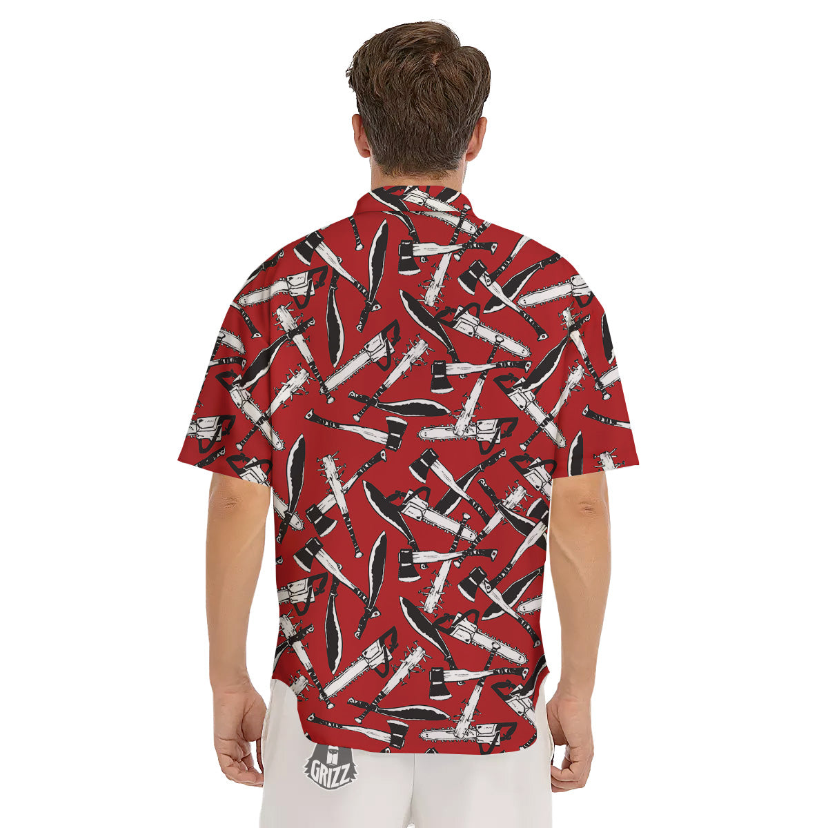 Zombie Killer Weapon Print Pattern Men's Short Sleeve Shirts-grizzshop