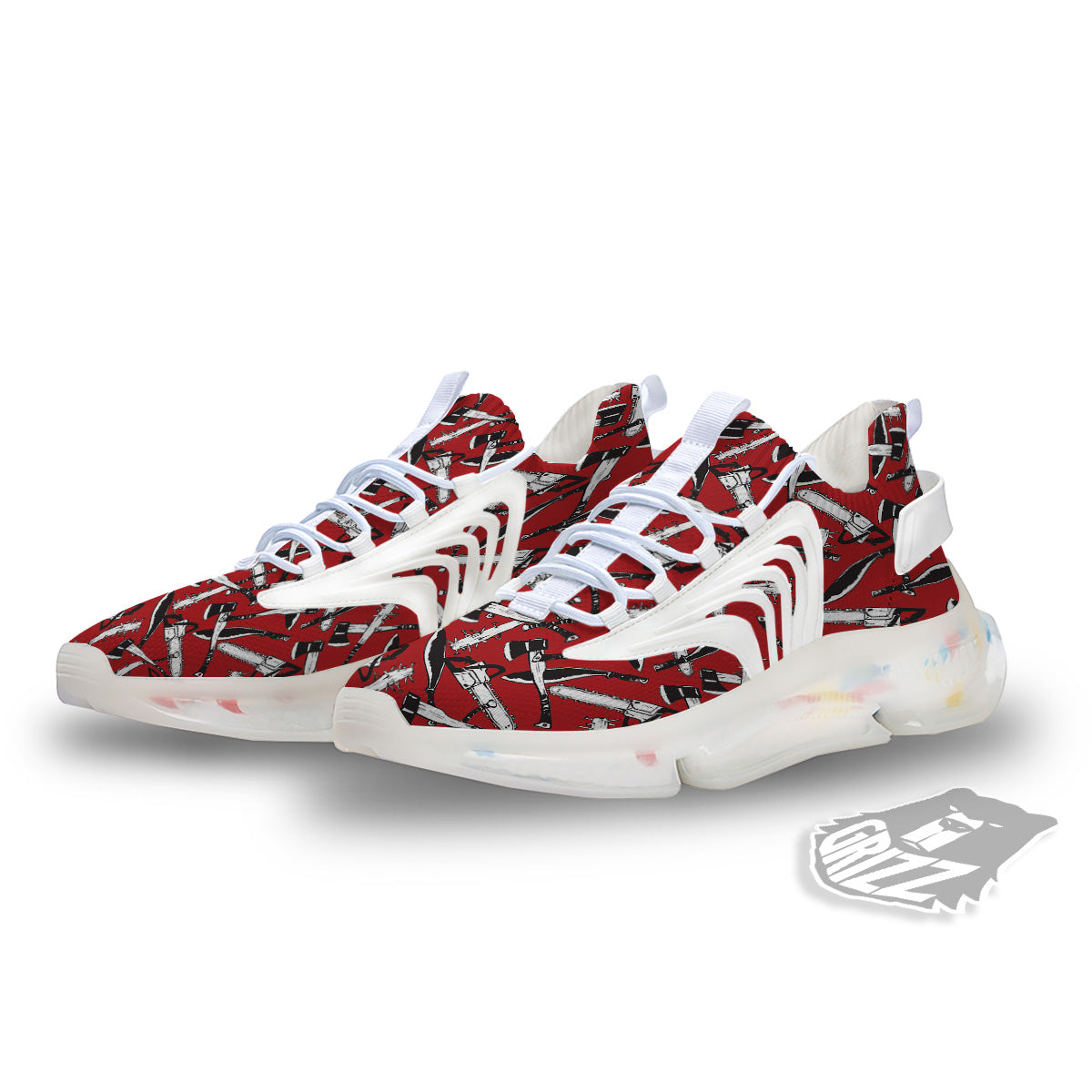 Zombie Killer Weapon Print Pattern White Gym Shoes-grizzshop