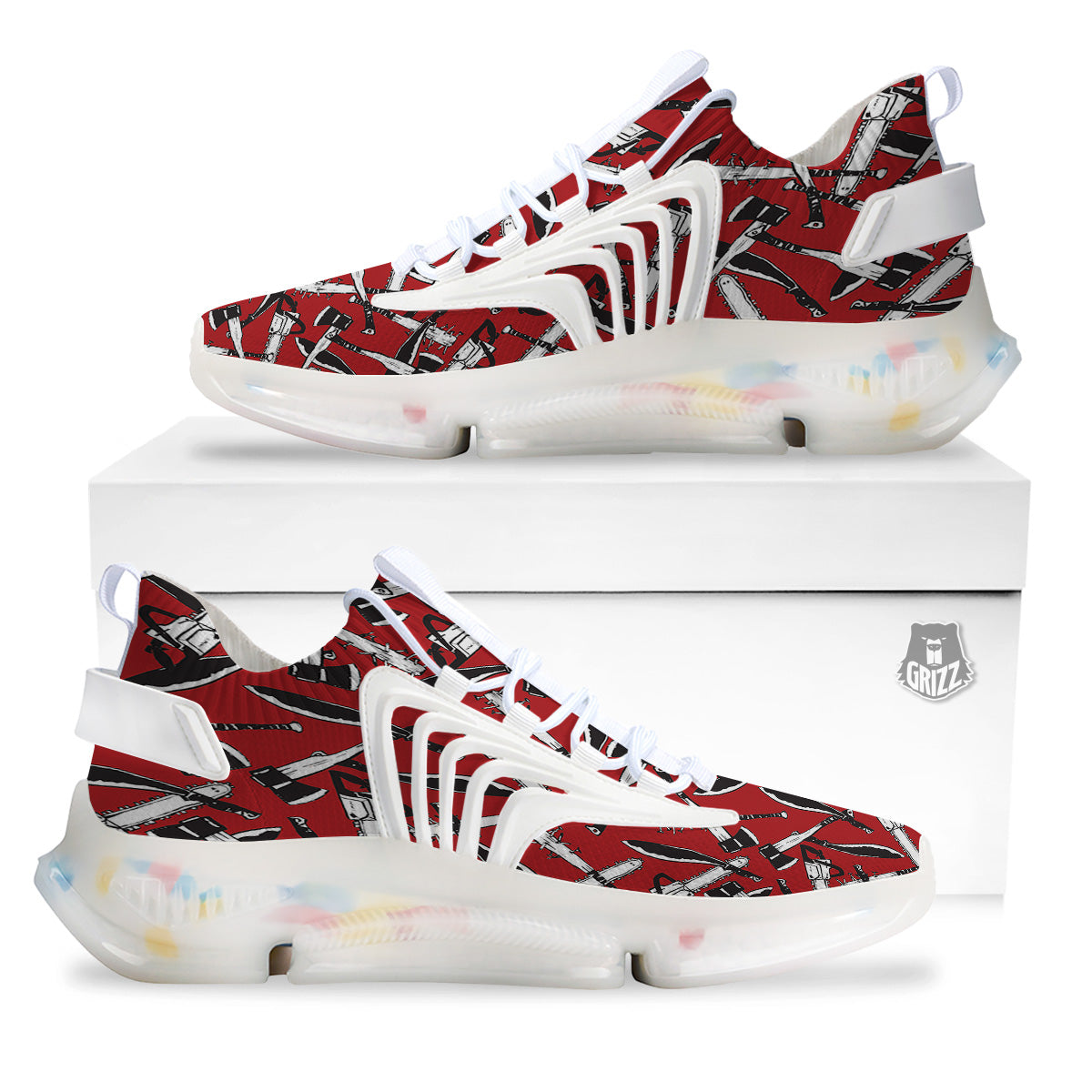 Zombie Killer Weapon Print Pattern White Gym Shoes-grizzshop