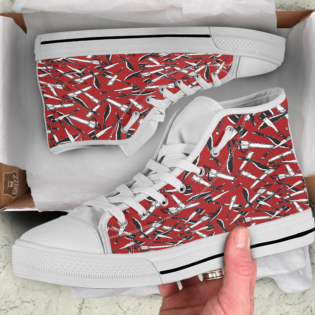 Zombie Killer Weapon Print Pattern White High Top Shoes-grizzshop