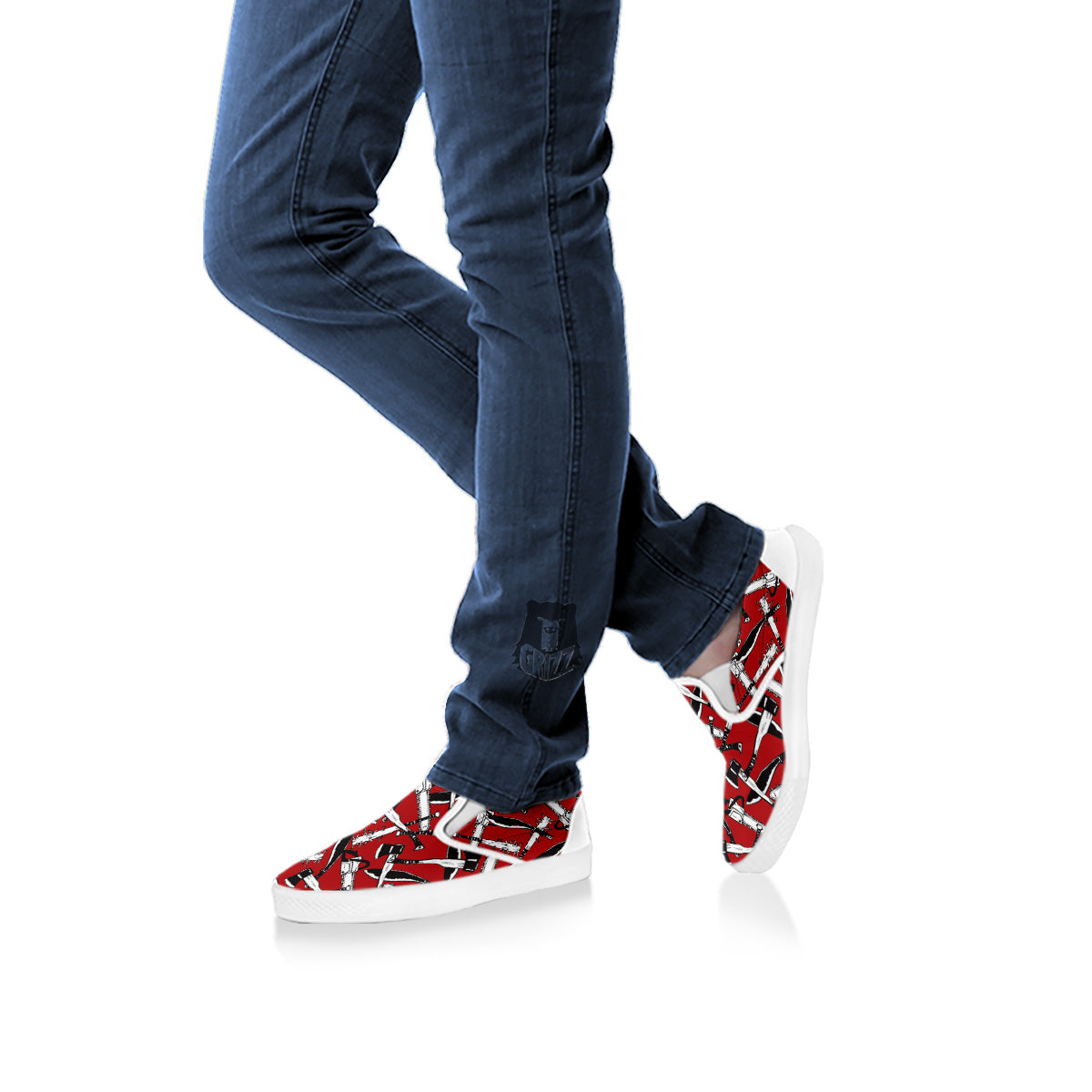 Zombie Killer Weapon Print Pattern White Slip On Shoes-grizzshop