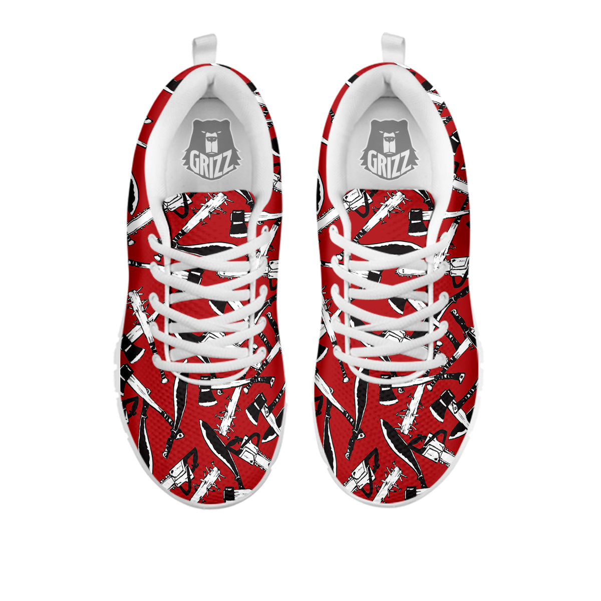 Zombie Killer Weapon Print Pattern White Sneaker-grizzshop