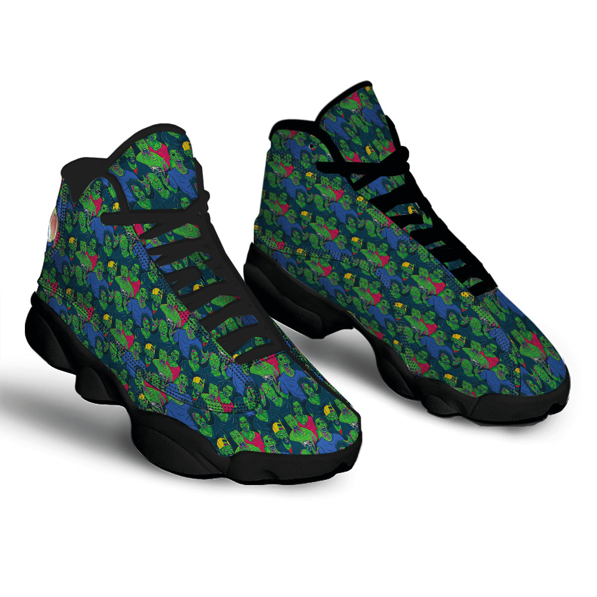 Zombie Print Pattern Black Basketball Shoes-grizzshop
