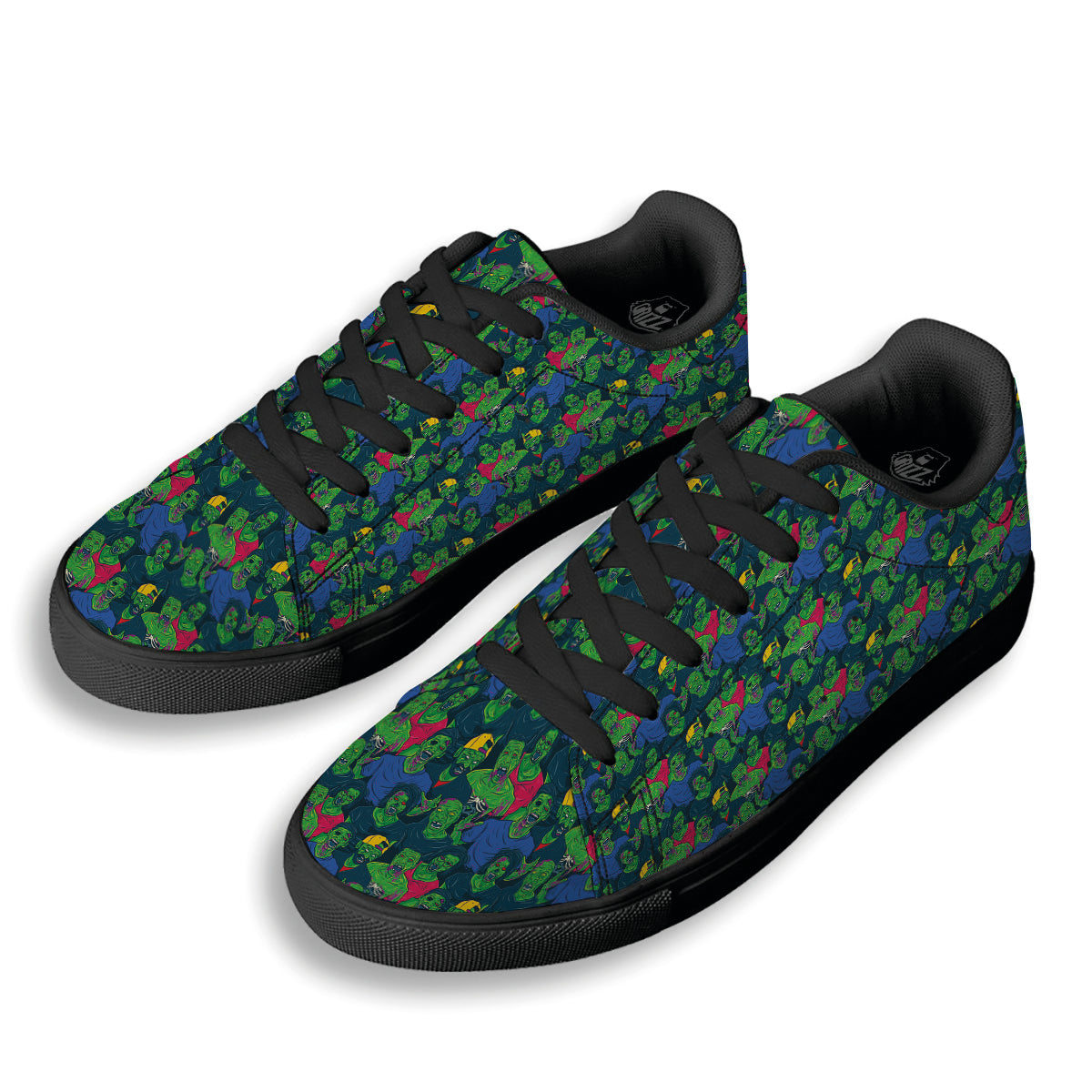 Zombie Print Pattern Black Low Top Sneakers-grizzshop