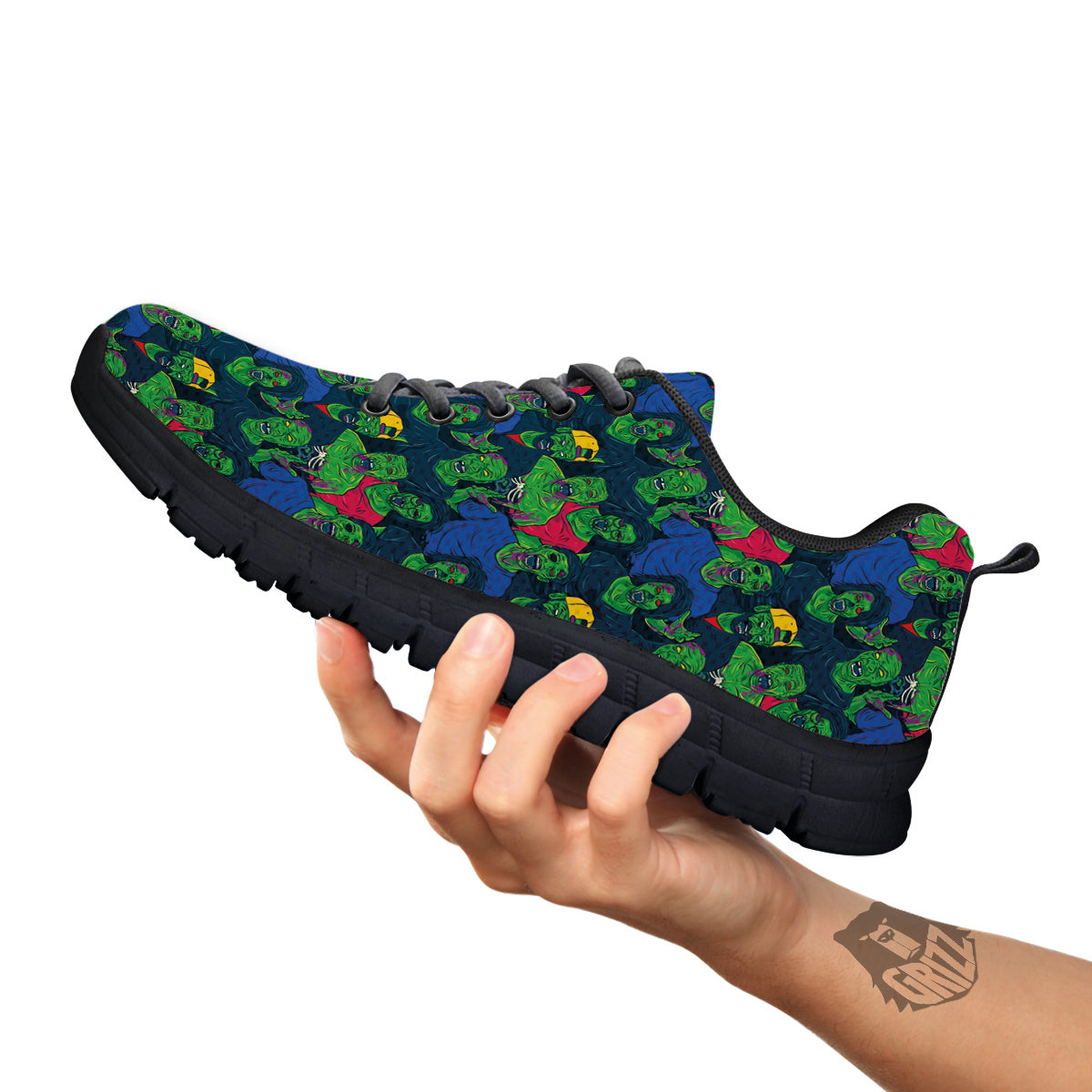 Zombie Print Pattern Black Sneaker-grizzshop