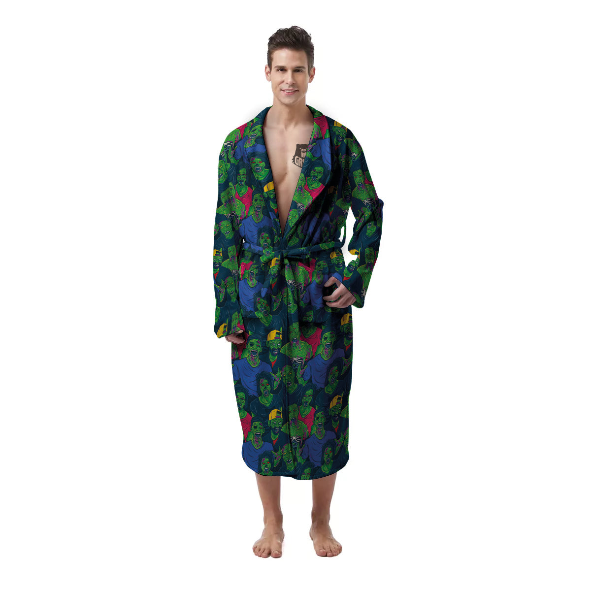 Zombie Print Pattern Men's Robe-grizzshop