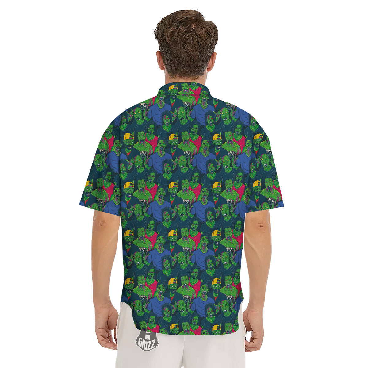 Zombie Print Pattern Men's Short Sleeve Shirts-grizzshop