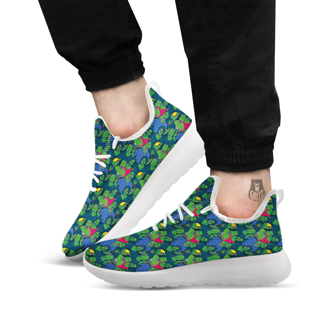 Zombie Print Pattern White Athletic Shoes-grizzshop