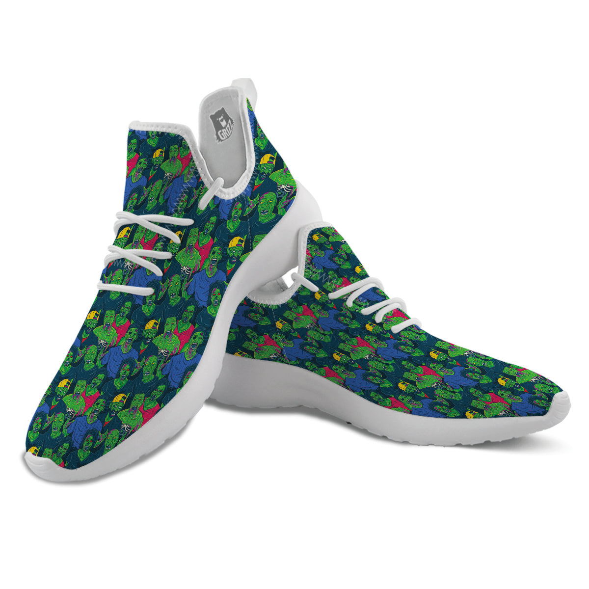 Zombie Print Pattern White Athletic Shoes-grizzshop