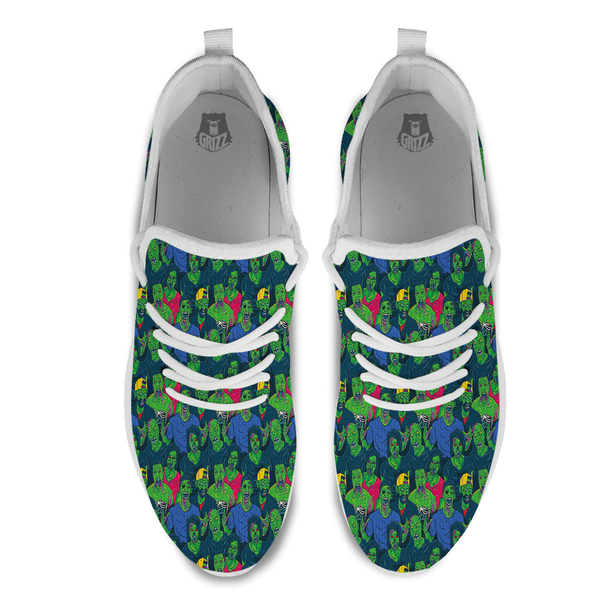 Zombie Print Pattern White Athletic Shoes-grizzshop