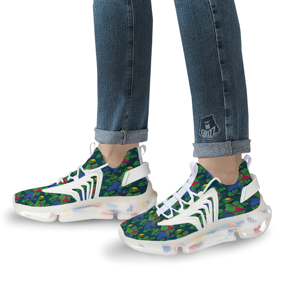 Zombie Print Pattern White Gym Shoes-grizzshop