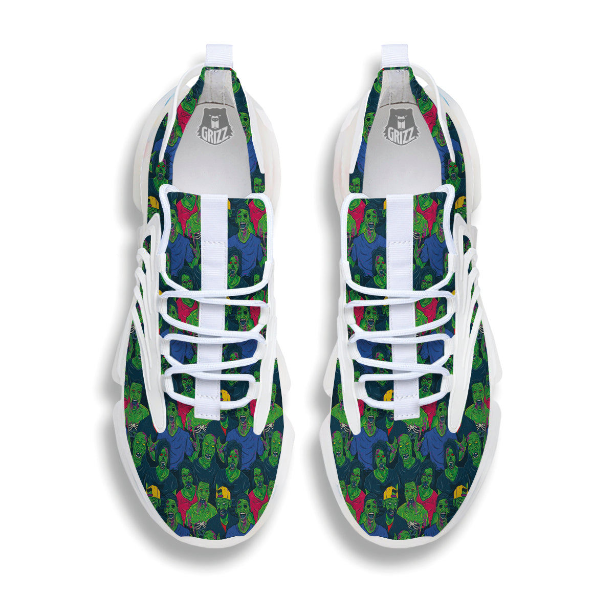 Zombie Print Pattern White Gym Shoes-grizzshop