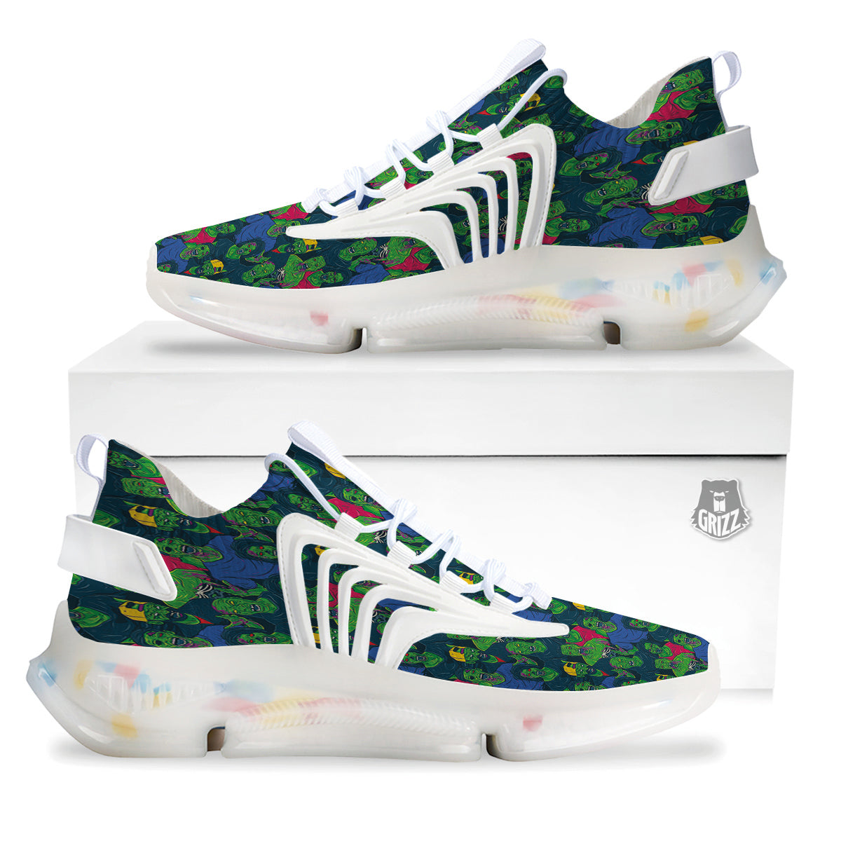 Zombie Print Pattern White Gym Shoes-grizzshop