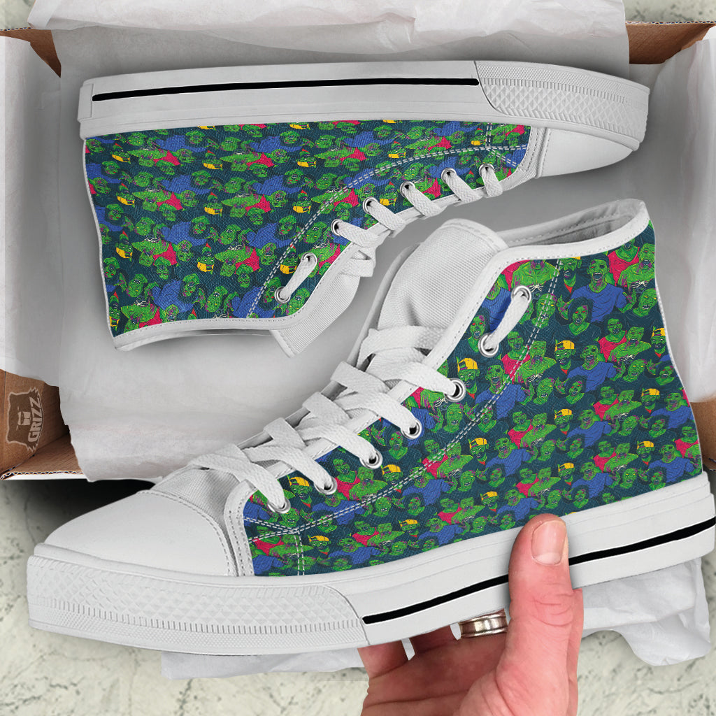 Zombie Print Pattern White High Top Shoes-grizzshop