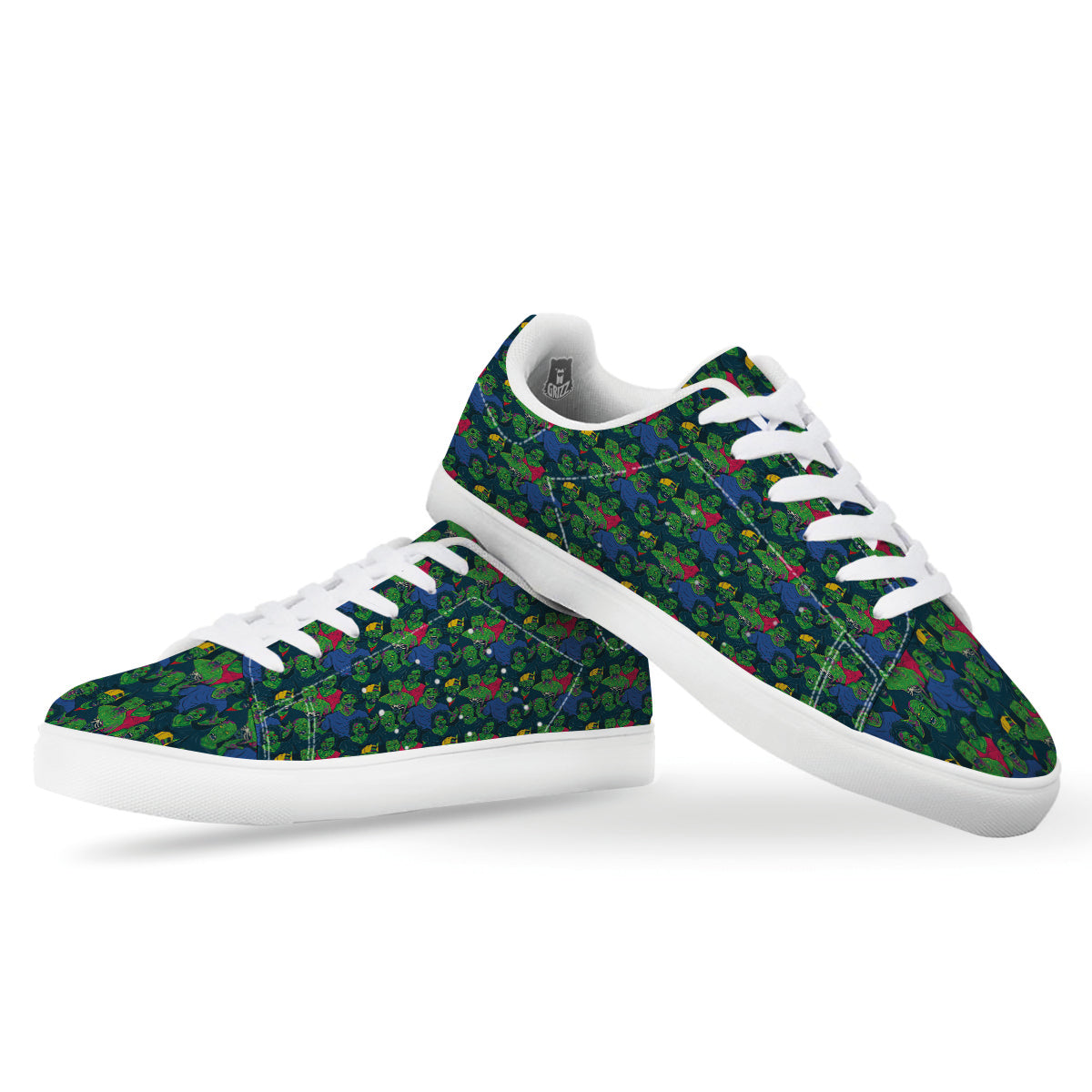 Zombie Print Pattern White Low Top Sneakers-grizzshop