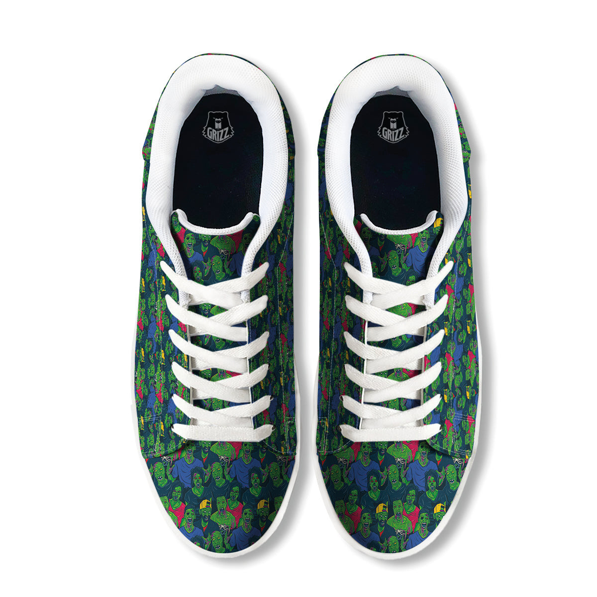 Zombie Print Pattern White Low Top Sneakers-grizzshop