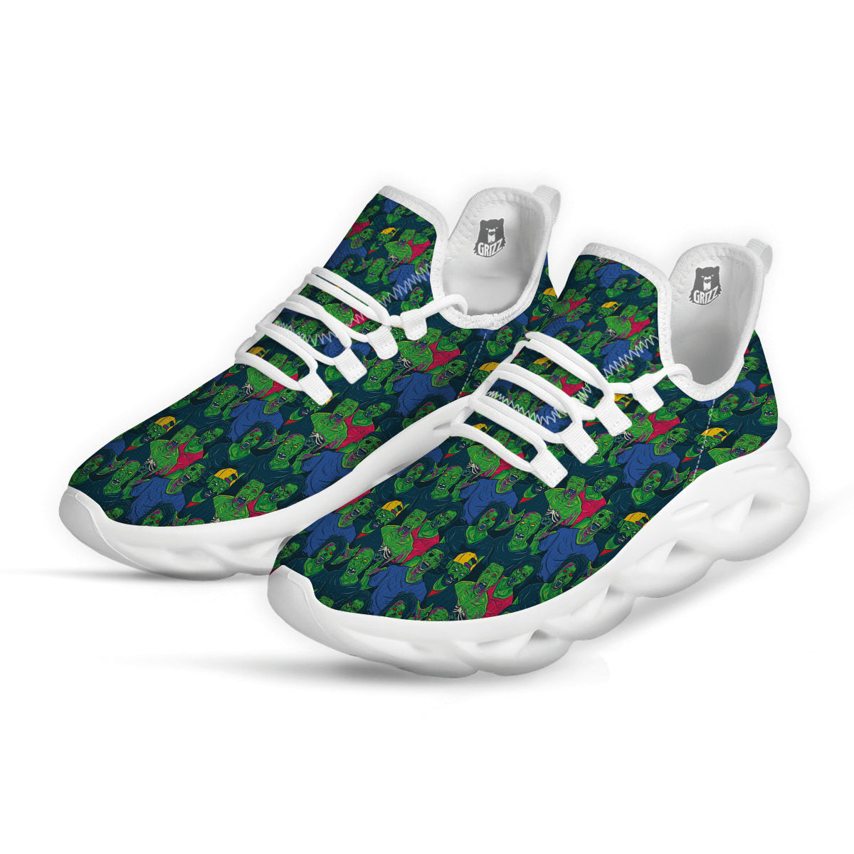 Zombie Print Pattern White Running Shoes-grizzshop