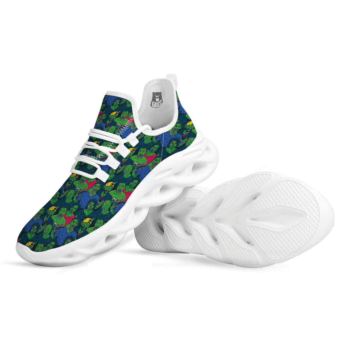 Zombie Print Pattern White Running Shoes-grizzshop