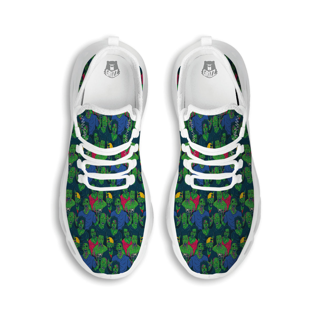 Zombie Print Pattern White Running Shoes-grizzshop