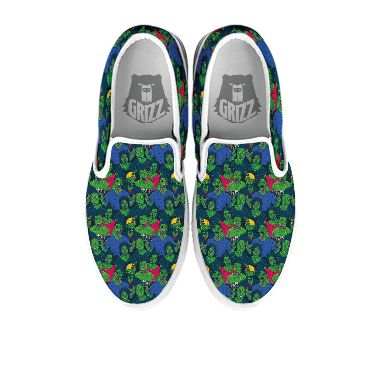 Zombie Print Pattern White Slip On Shoes-grizzshop
