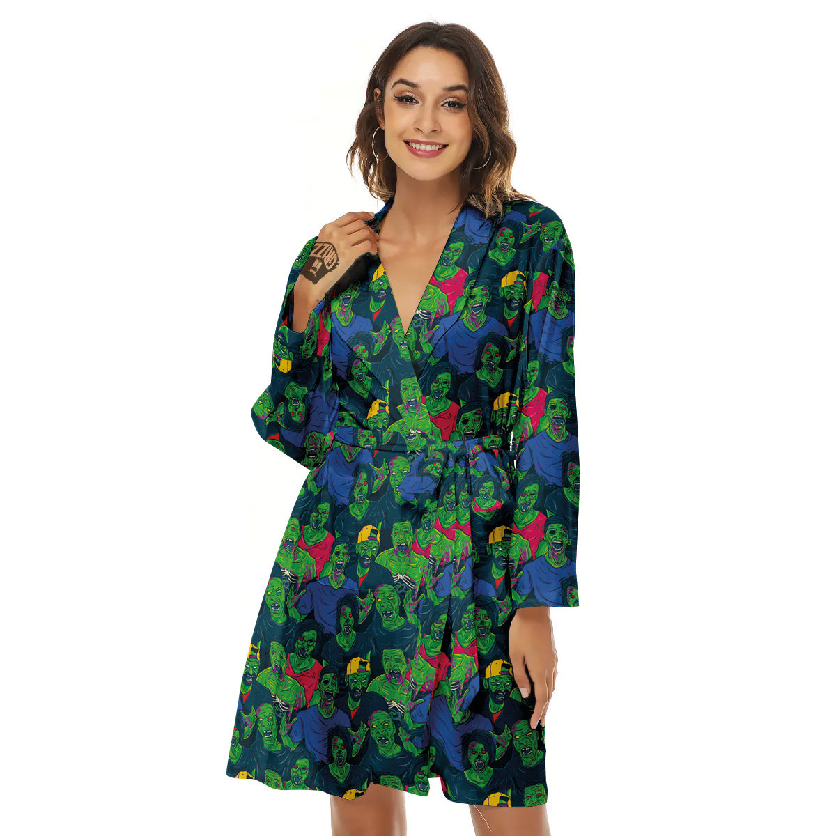 Zombie Print Pattern Women's Robe-grizzshop