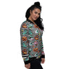 Zombie Striped Halloween Print Pattern Women's Bomber Jacket-grizzshop