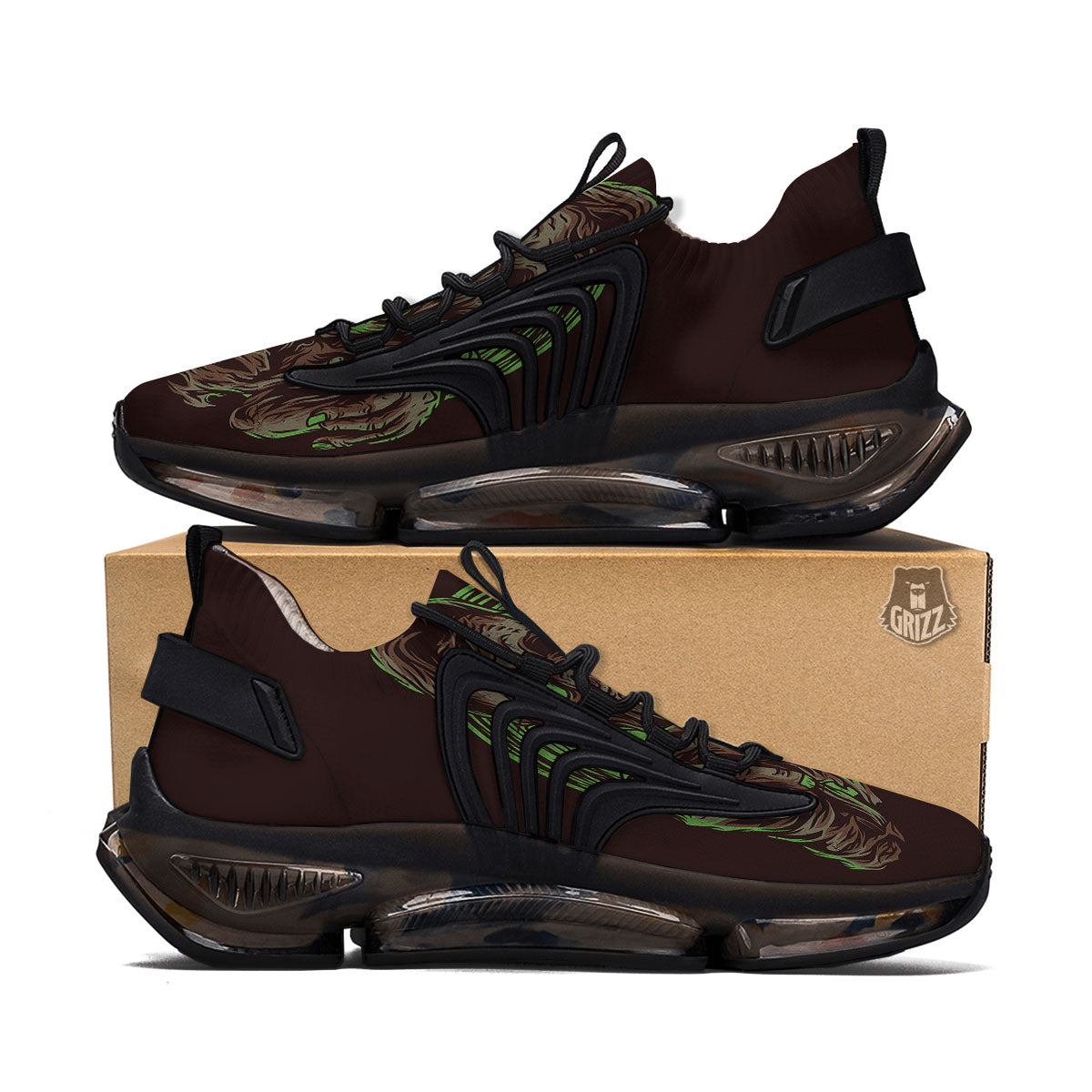 Zombie Walking Green Print Black Gym Shoes-grizzshop