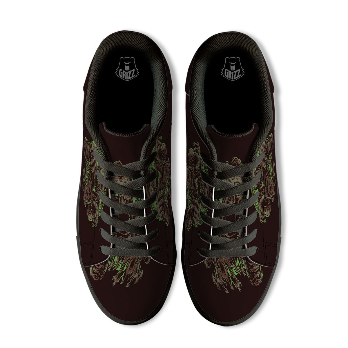 Zombie Walking Green Print Black Low Top Sneakers-grizzshop