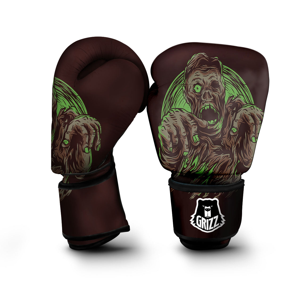 Zombie Walking Green Print Boxing Gloves-grizzshop