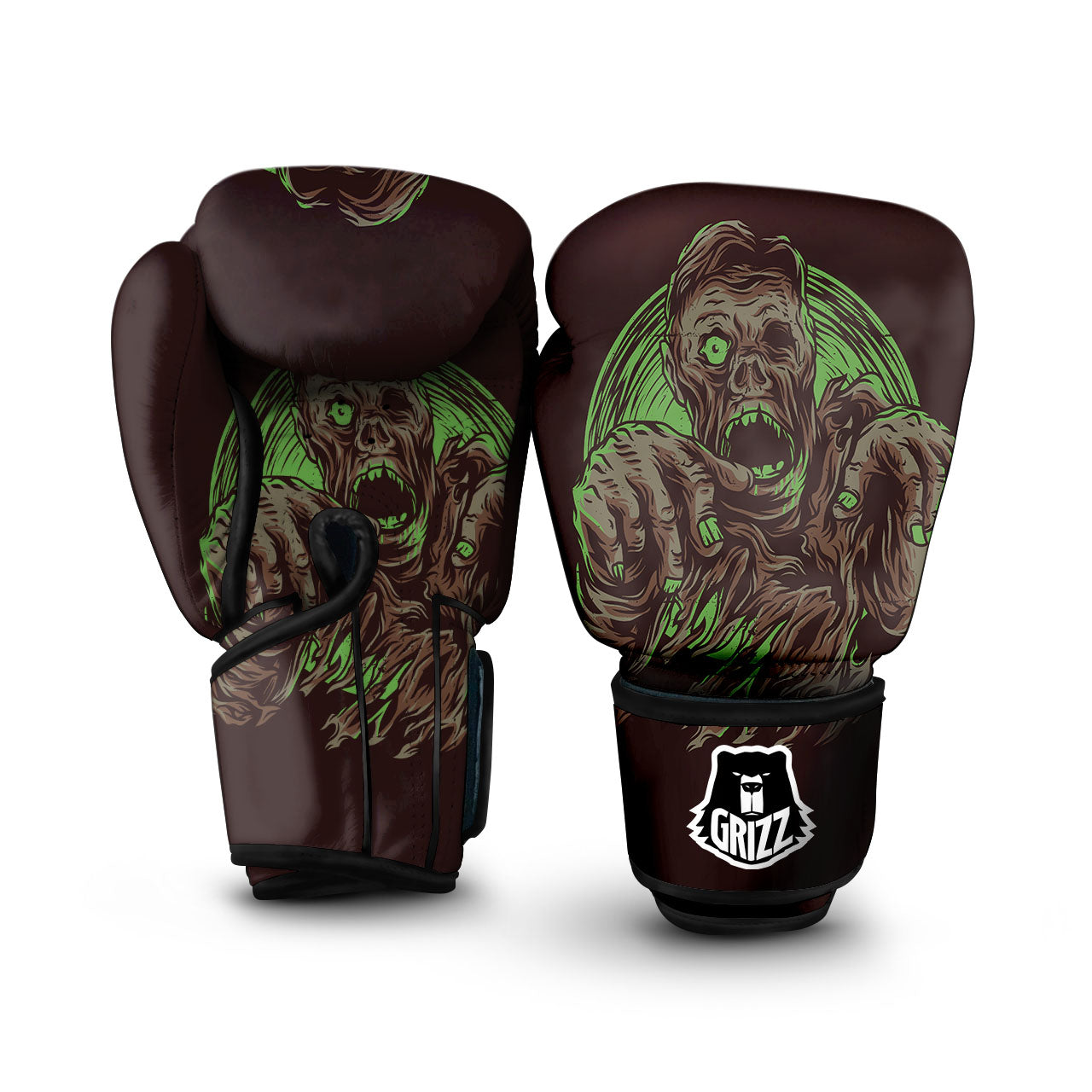 Zombie Walking Green Print Boxing Gloves-grizzshop