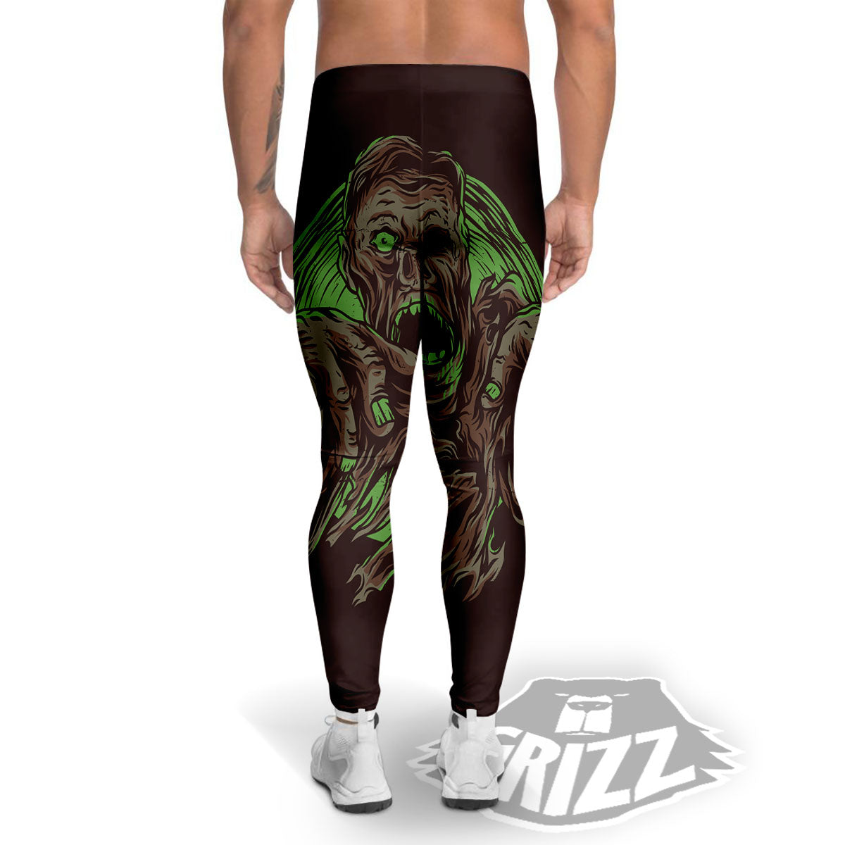 Zombie Walking Green Print Men's Leggings-grizzshop