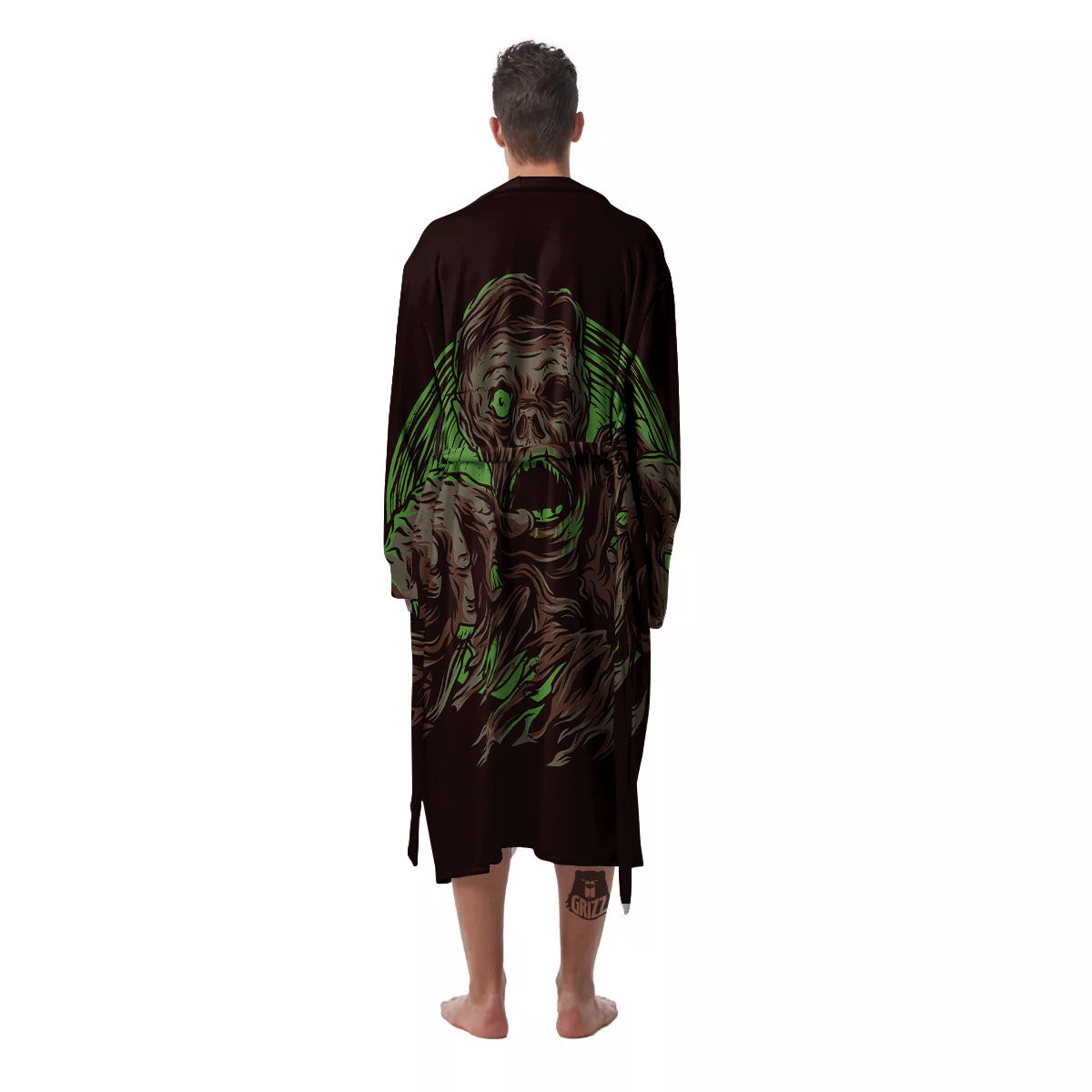 Zombie Walking Green Print Men's Robe-grizzshop