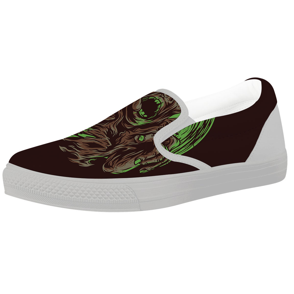 Zombie Walking Green Print White Slip On Shoes-grizzshop