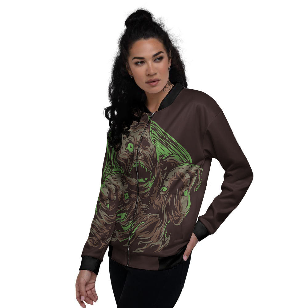 Zombie Walking Green Print Women's Bomber Jacket-grizzshop