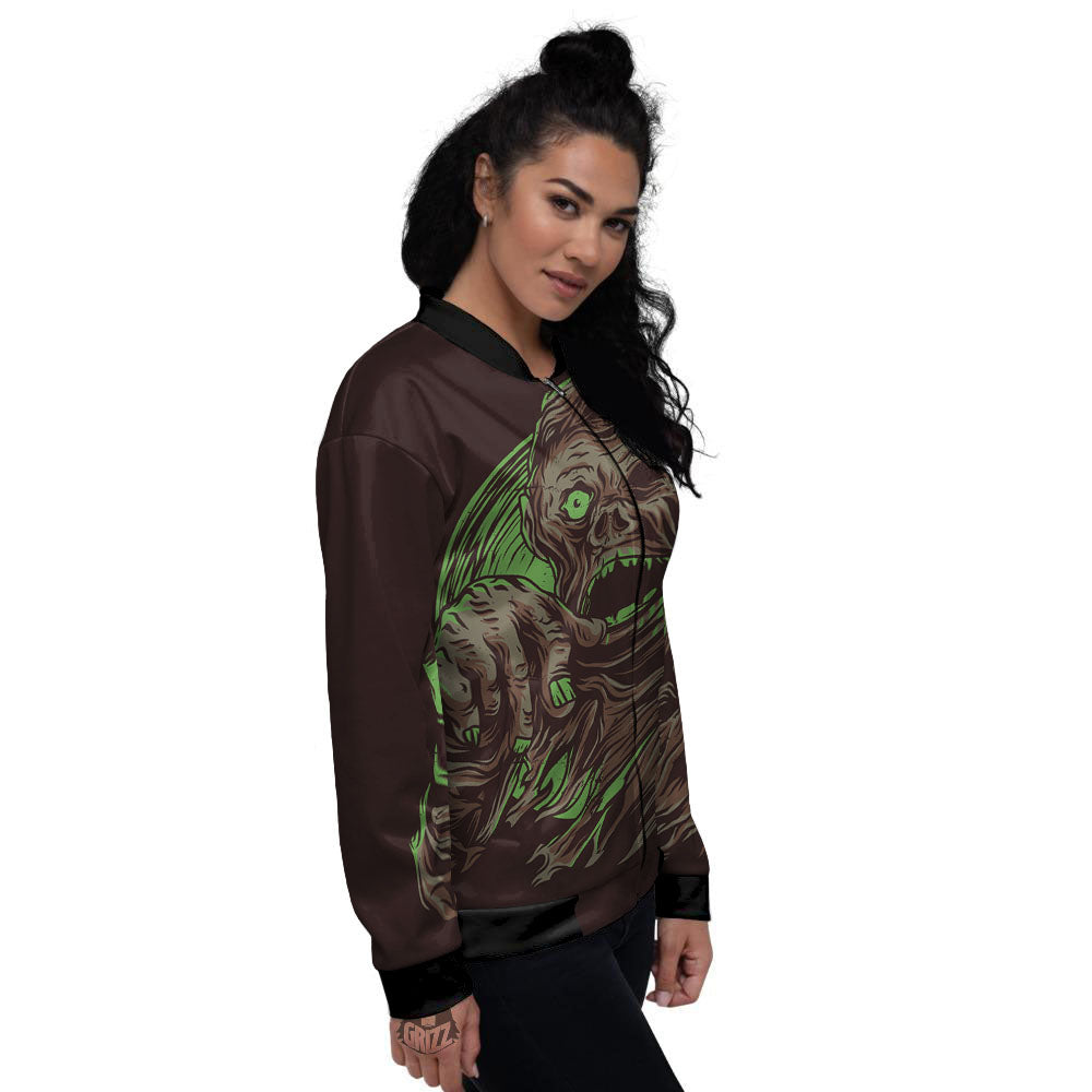 Zombie Walking Green Print Women's Bomber Jacket-grizzshop