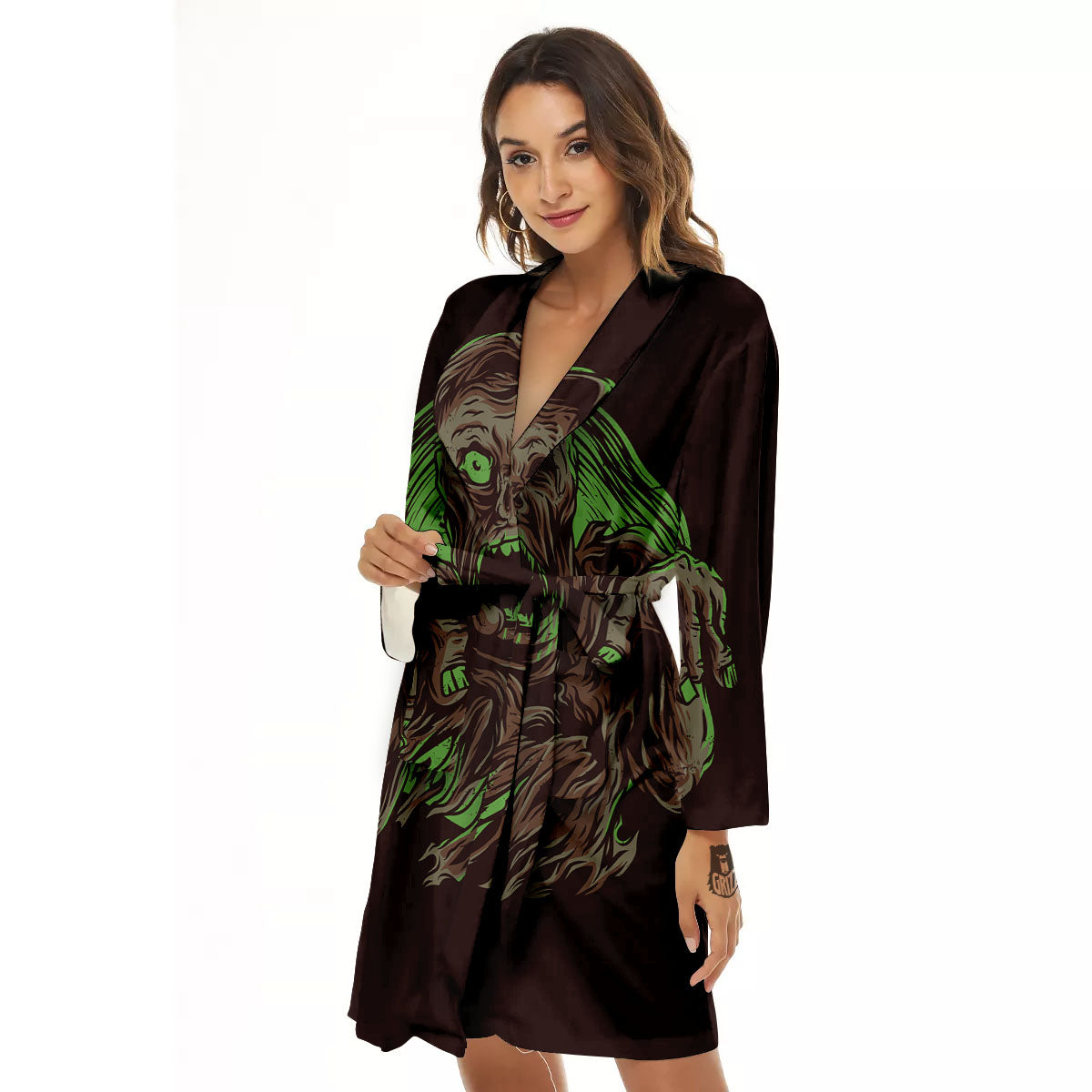 Zombie Walking Green Print Women's Robe-grizzshop