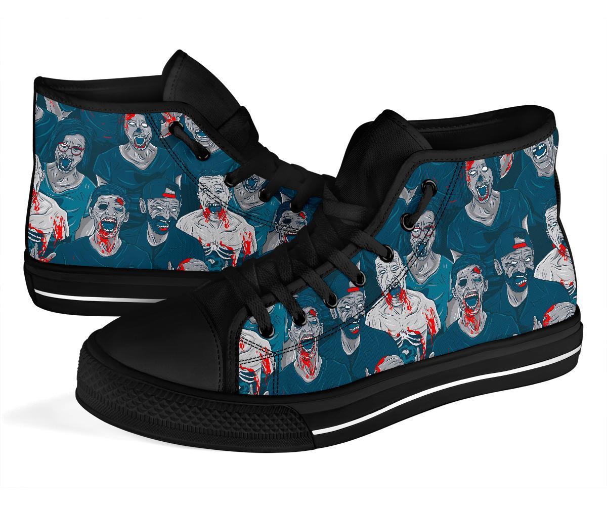 Zombie Halloween Pattern Print Men Women's High Top Shoes-grizzshop