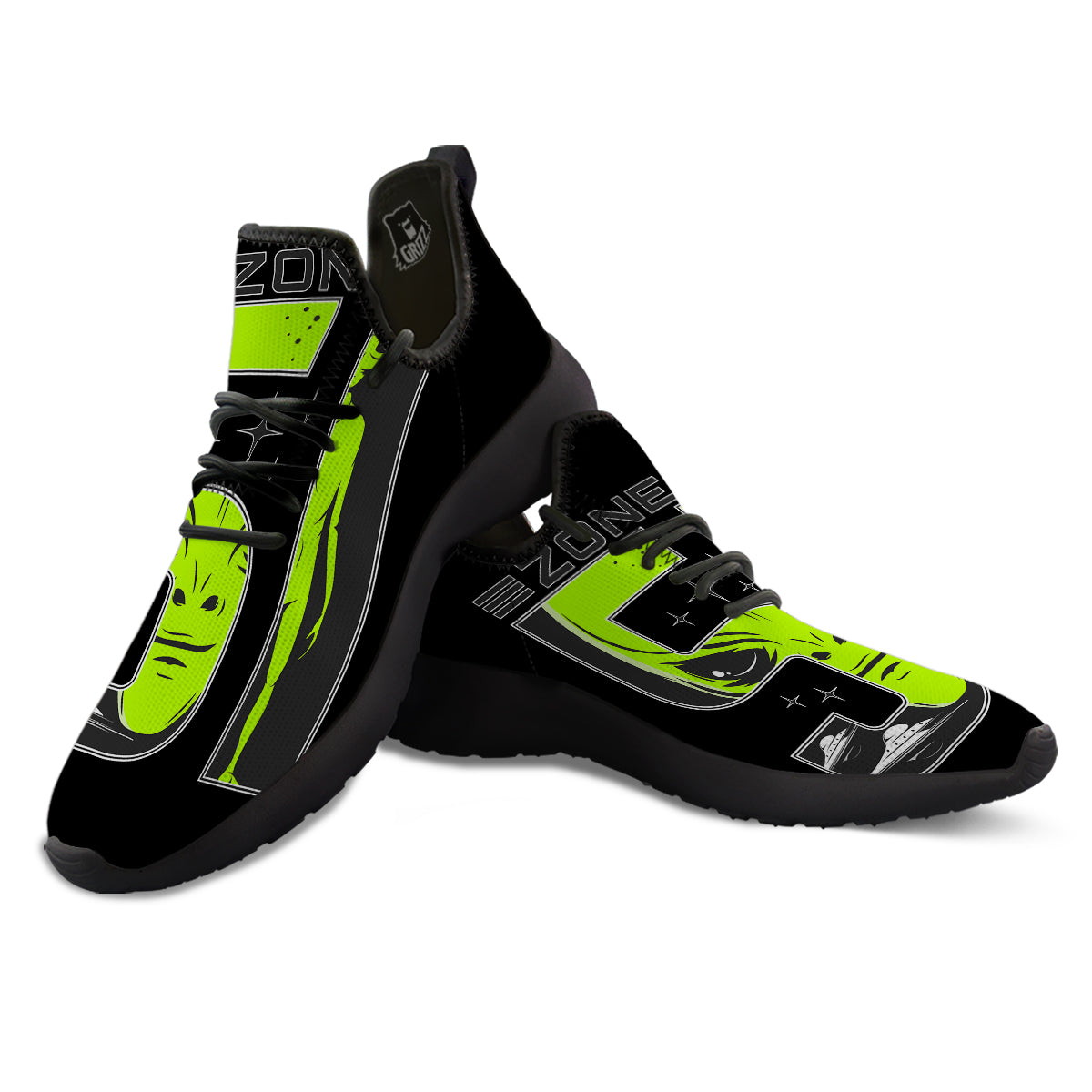 Zone 51 Alien And UFO Print Black Athletic Shoes-grizzshop