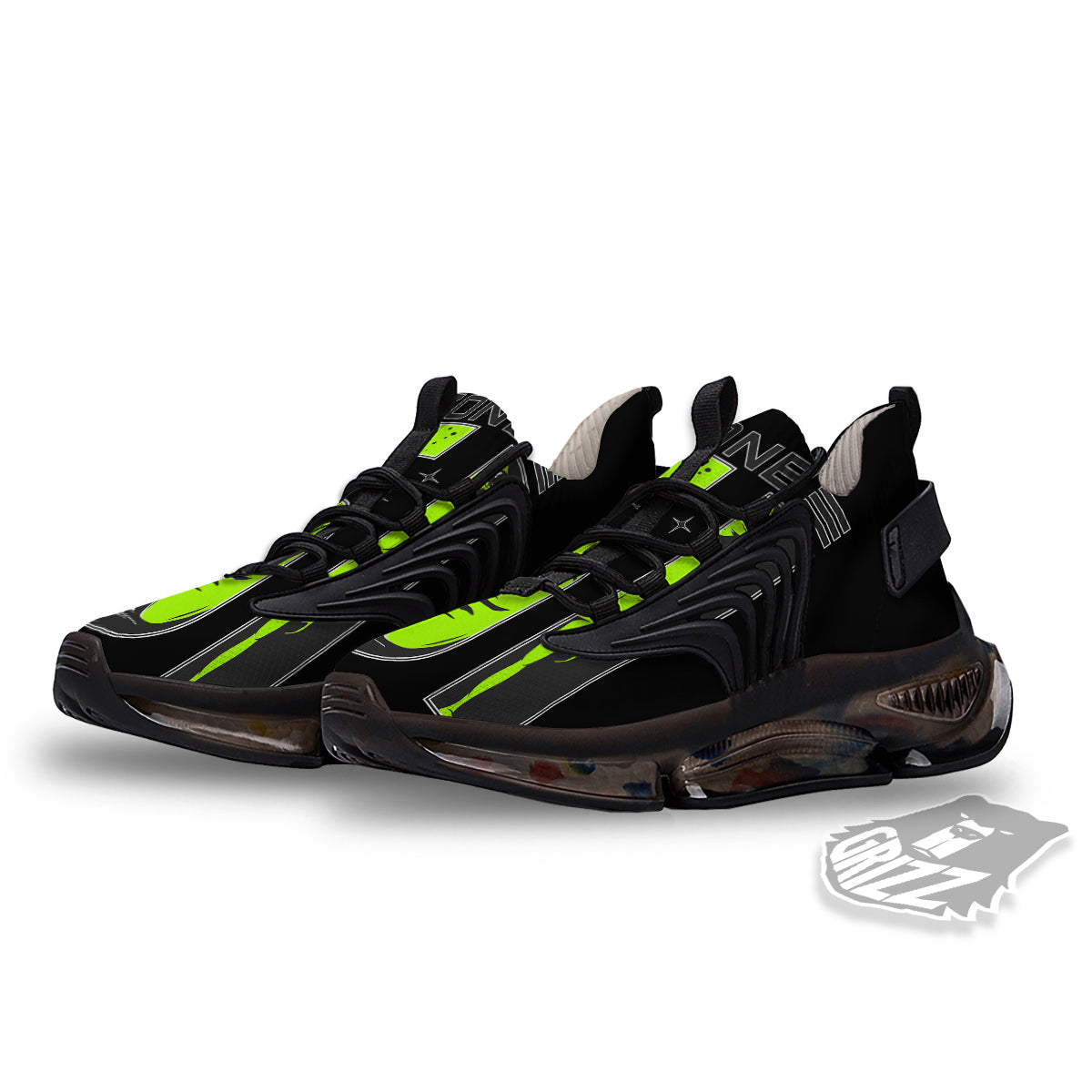 Zone 51 Alien And UFO Print Black Gym Shoes-grizzshop