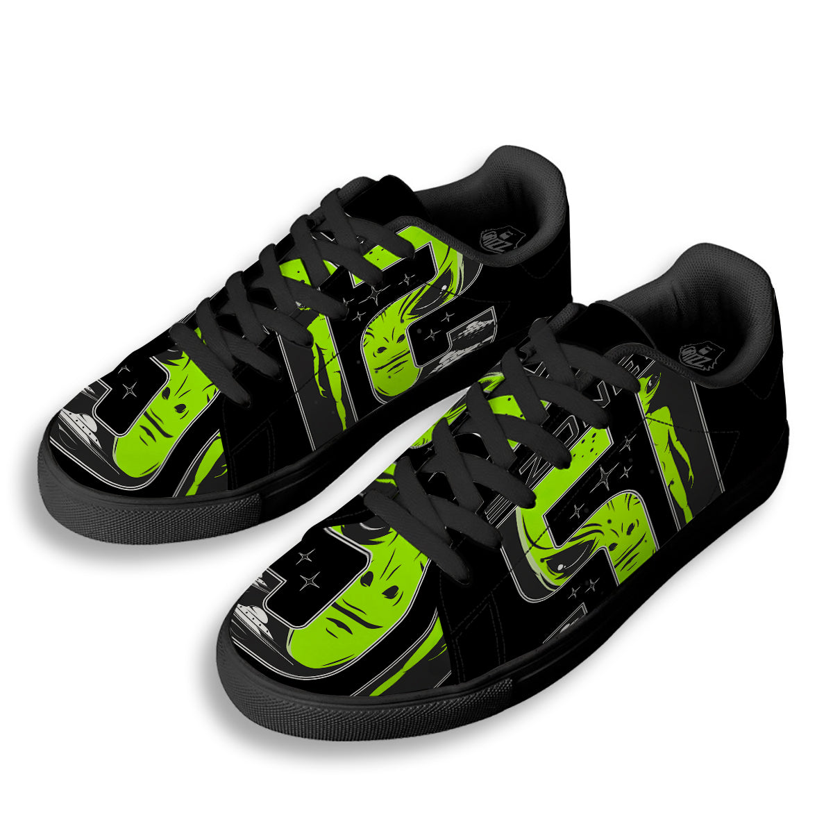 Zone 51 Alien And UFO Print Black Low Top Sneakers-grizzshop