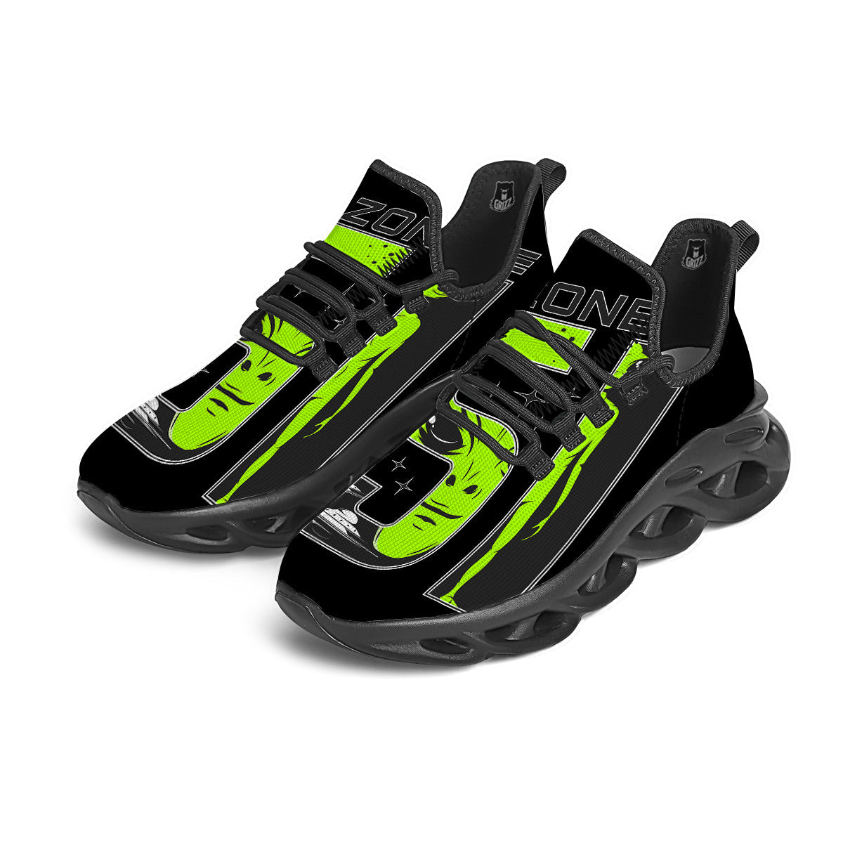 Zone 51 Alien And UFO Print Black Running Shoes-grizzshop