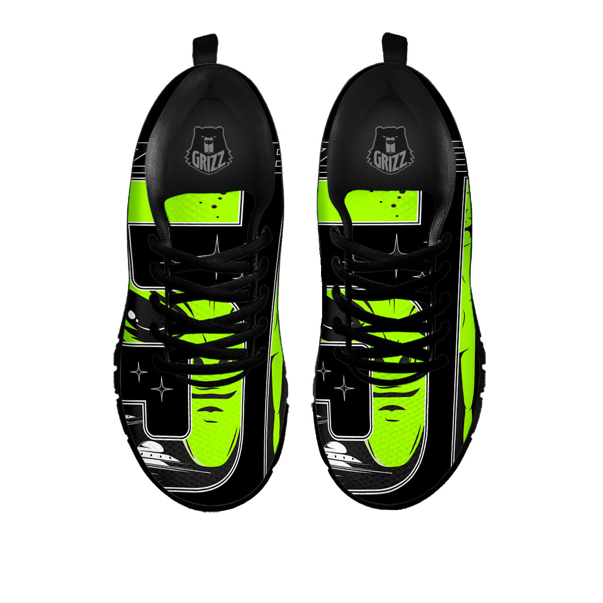 Zone 51 Alien And UFO Print Black Sneaker-grizzshop