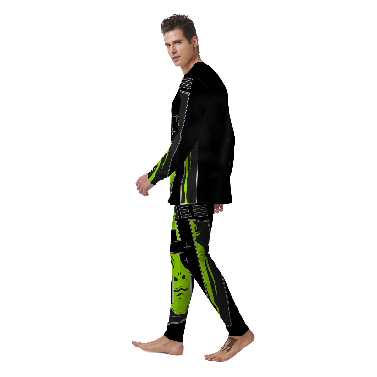 Zone 51 Alien And UFO Print Men's Pajamas-grizzshop