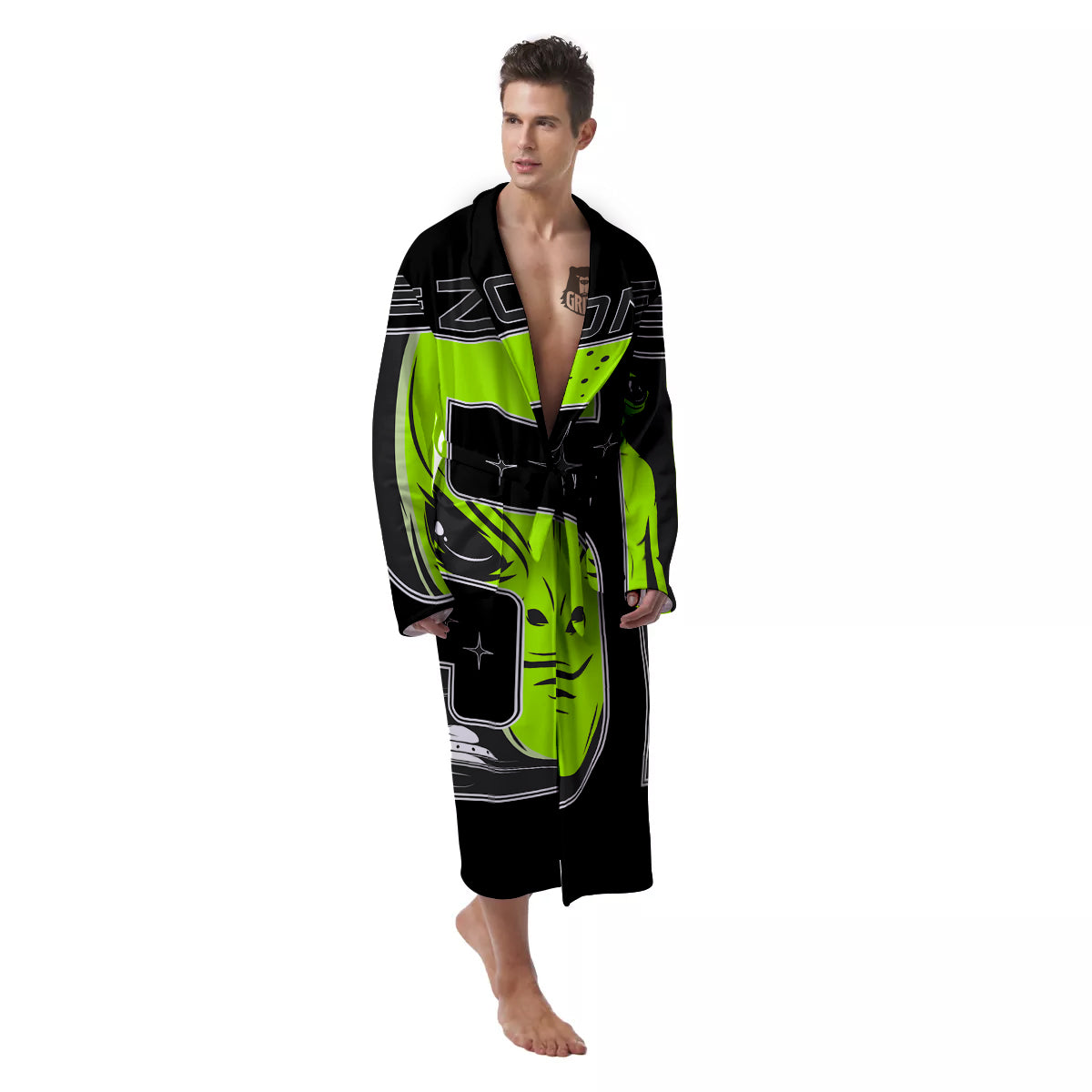 Zone 51 Alien And UFO Print Men's Robe-grizzshop