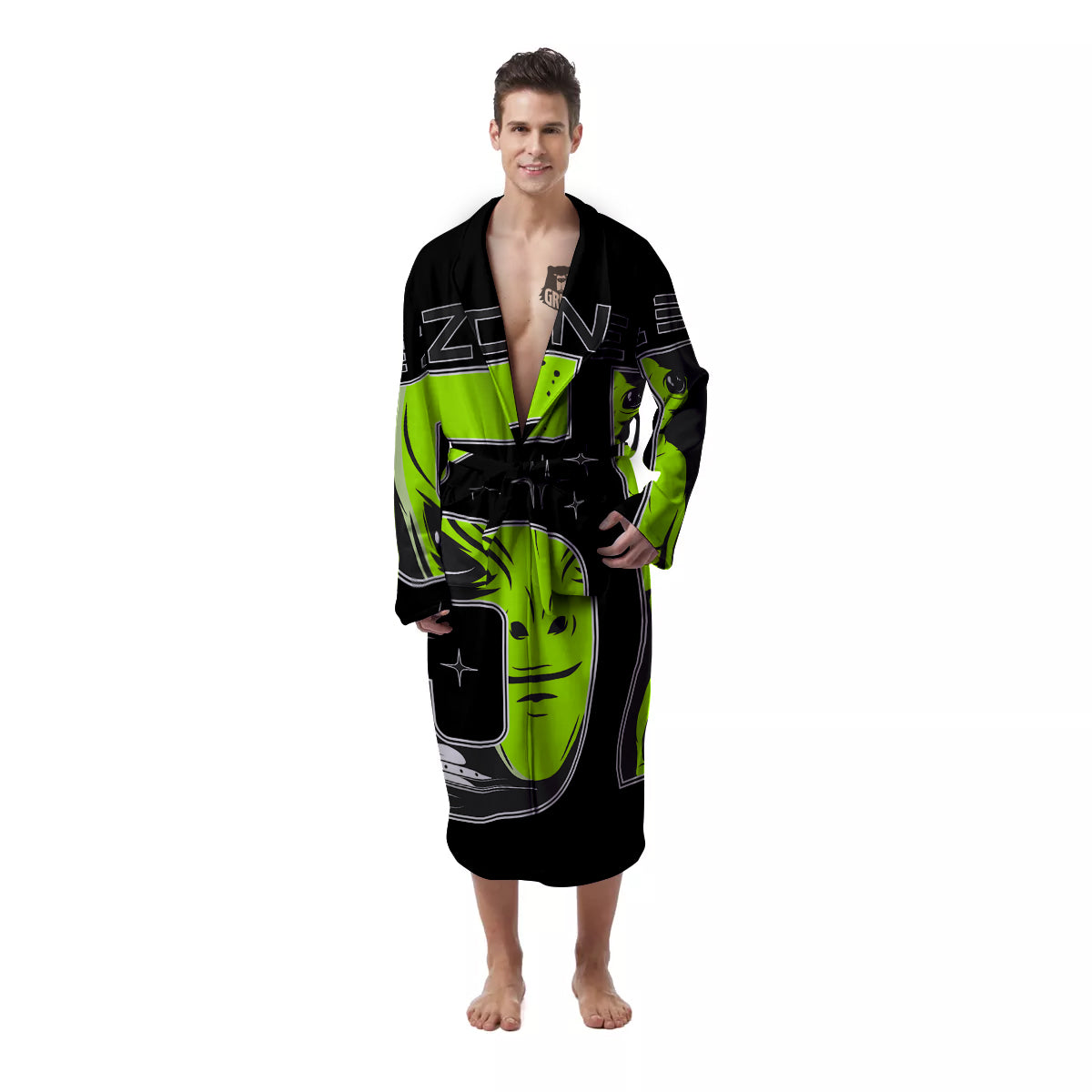 Zone 51 Alien And UFO Print Men's Robe-grizzshop