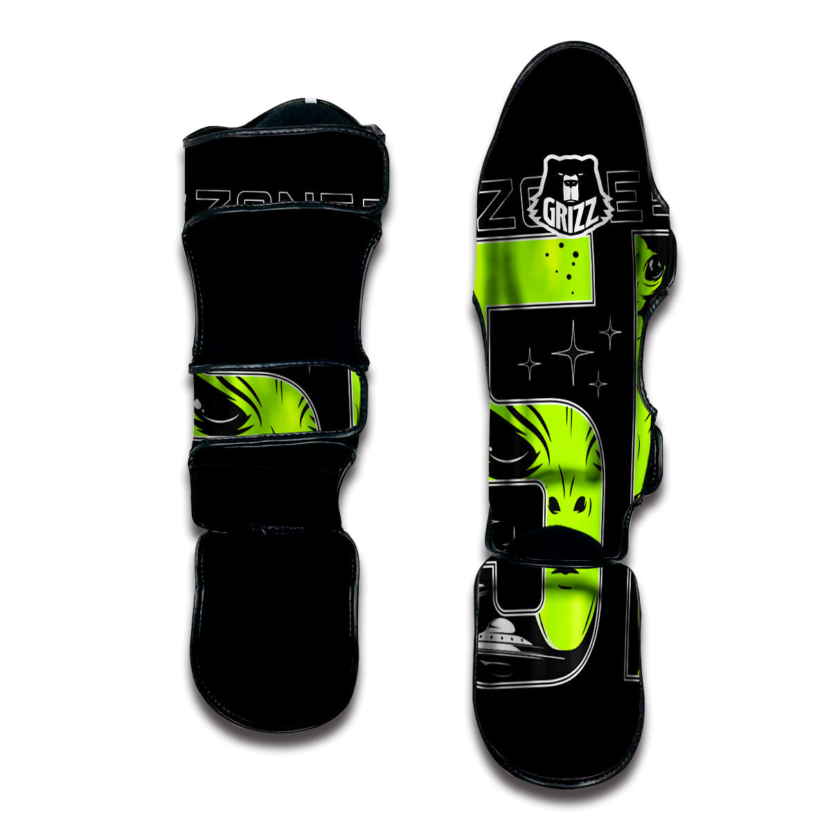 Zone 51 Alien And UFO Print Muay Thai Shin Guards-grizzshop