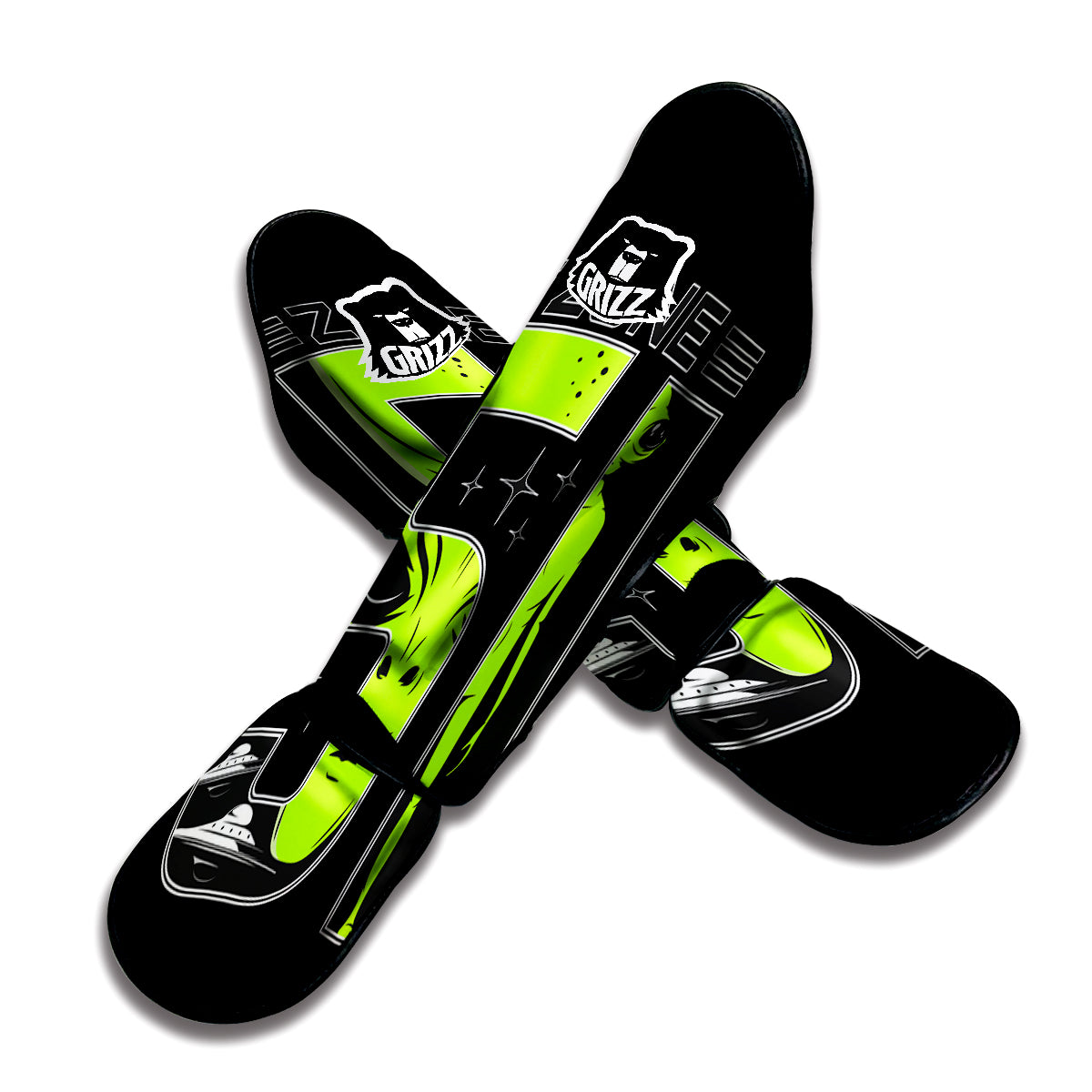 Zone 51 Alien And UFO Print Muay Thai Shin Guards-grizzshop