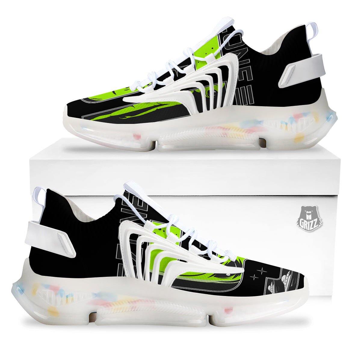 Zone 51 Alien And UFO Print White Gym Shoes-grizzshop