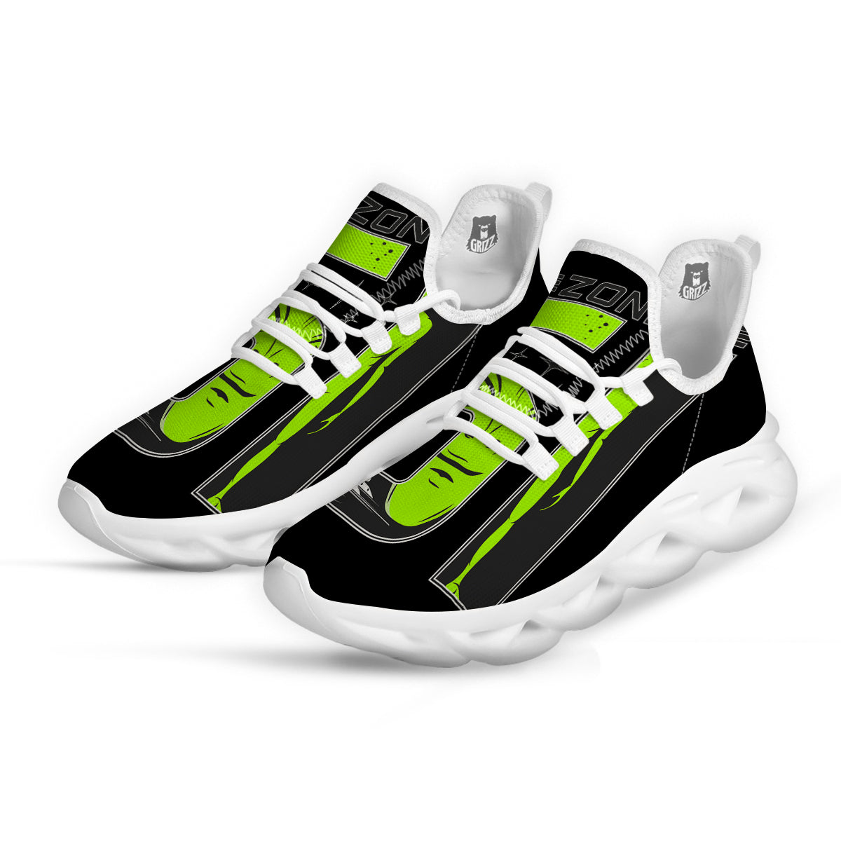 Zone 51 Alien And UFO Print White Running Shoes-grizzshop